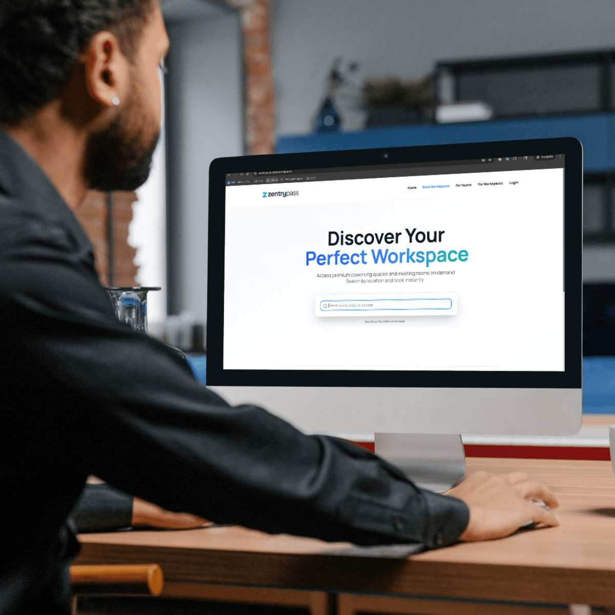 Zentry Pass marketplace view showing coworking spaces and booking options