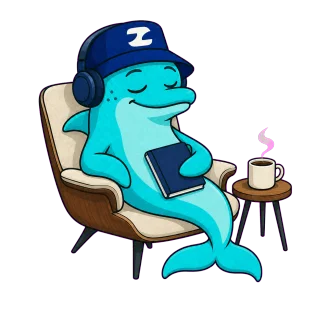 Zenfin mascot relaxing